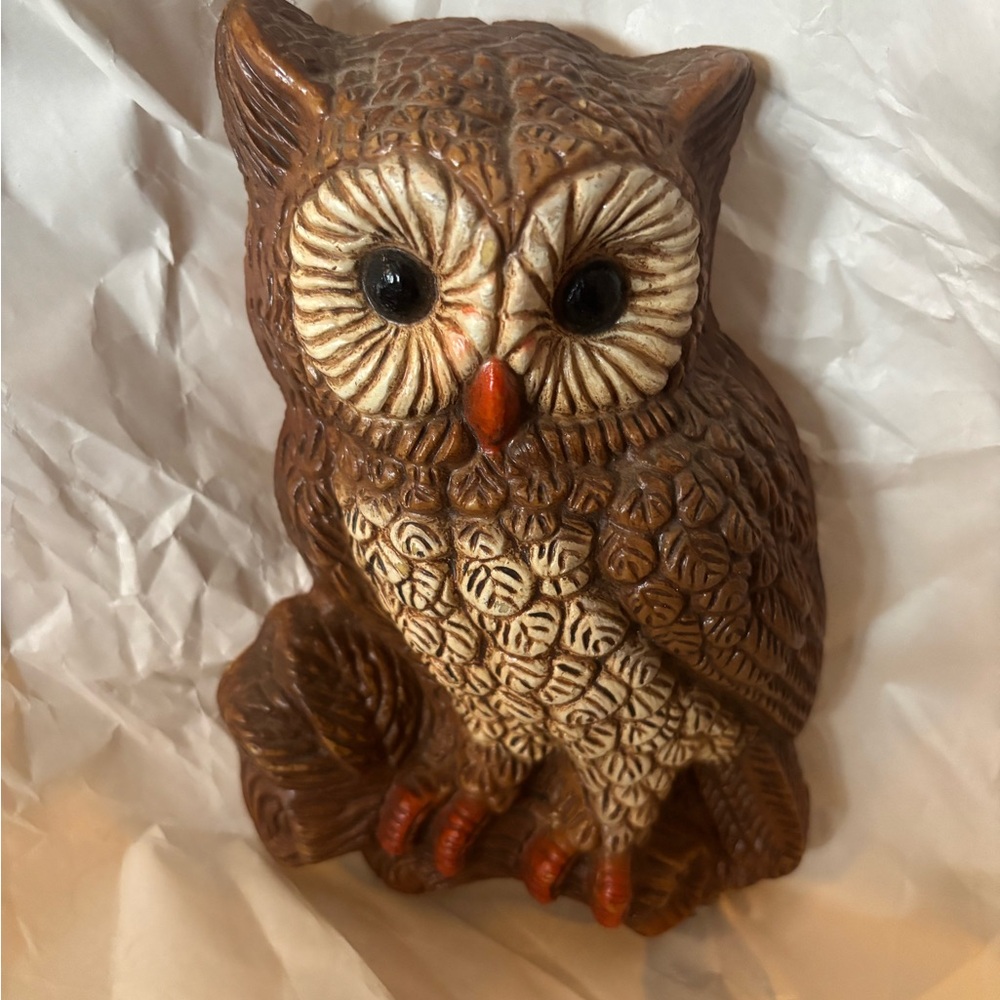MCM  vintage Brown and Cream Owl wall hanging